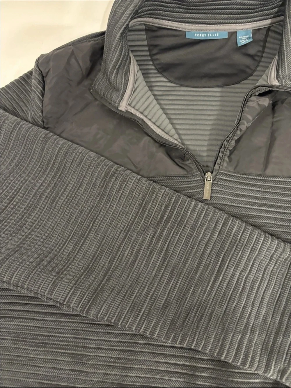Perry Ellis Men's Quarter-Zip Pullover Ribbed Long Sleeve pull over